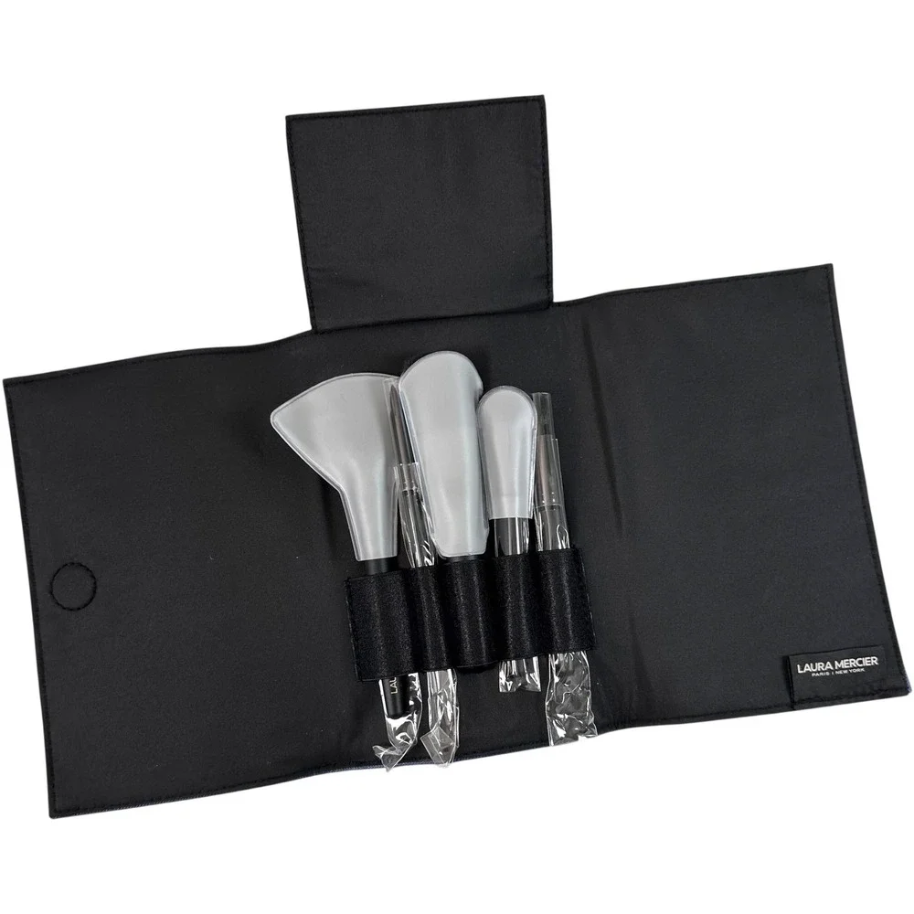 Laura Mercier Womens Makeup Brush‎ Set Cruelty Free Travel Case Blue Pro Artists